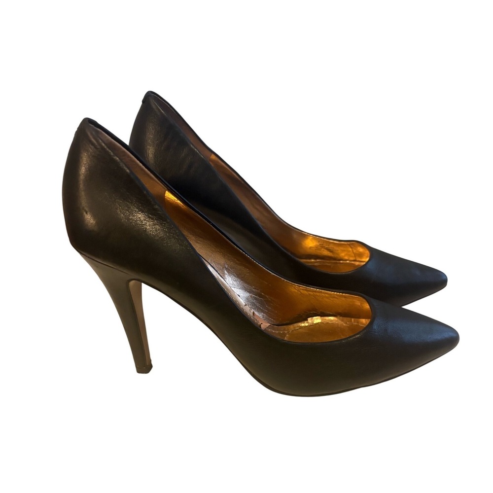 BCBG Black Leather Pointed Toe Stiletto Heels Pumps Shoes Size 9